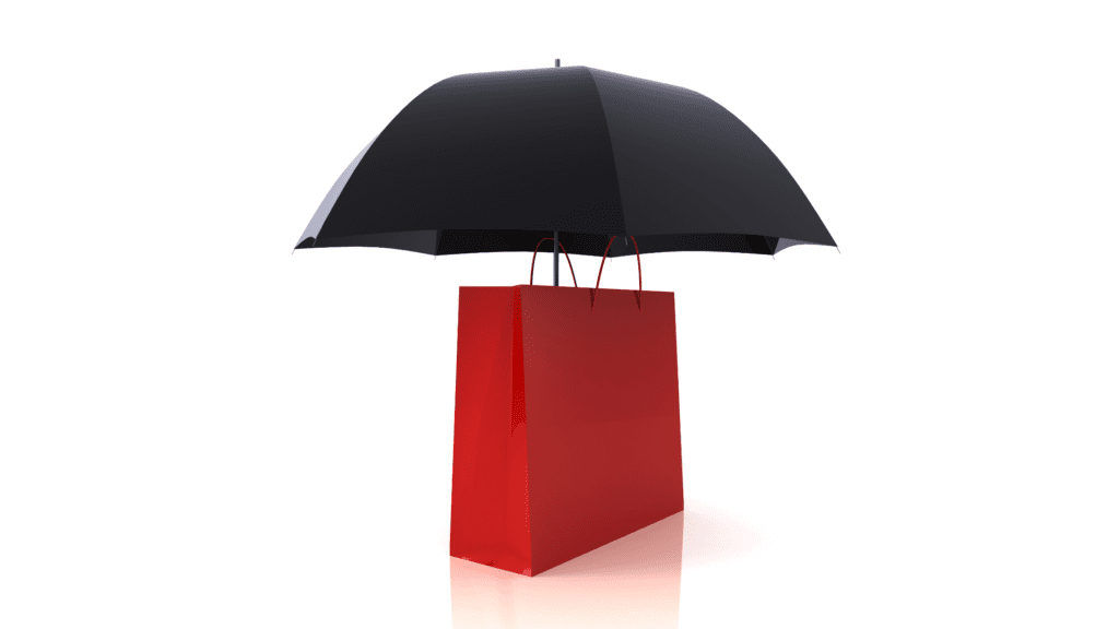 Umbrella over shopping bag